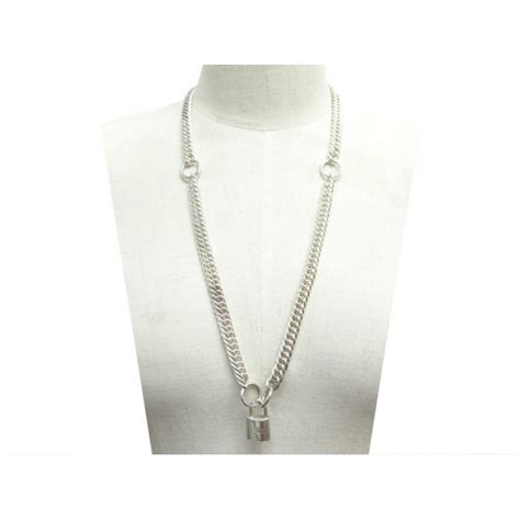 collier hermes sautoir cadenas double chaine argent